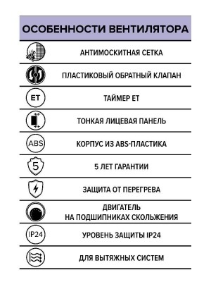 Вентилятор накладной E D100 сетка обр.клапан ET ERA
